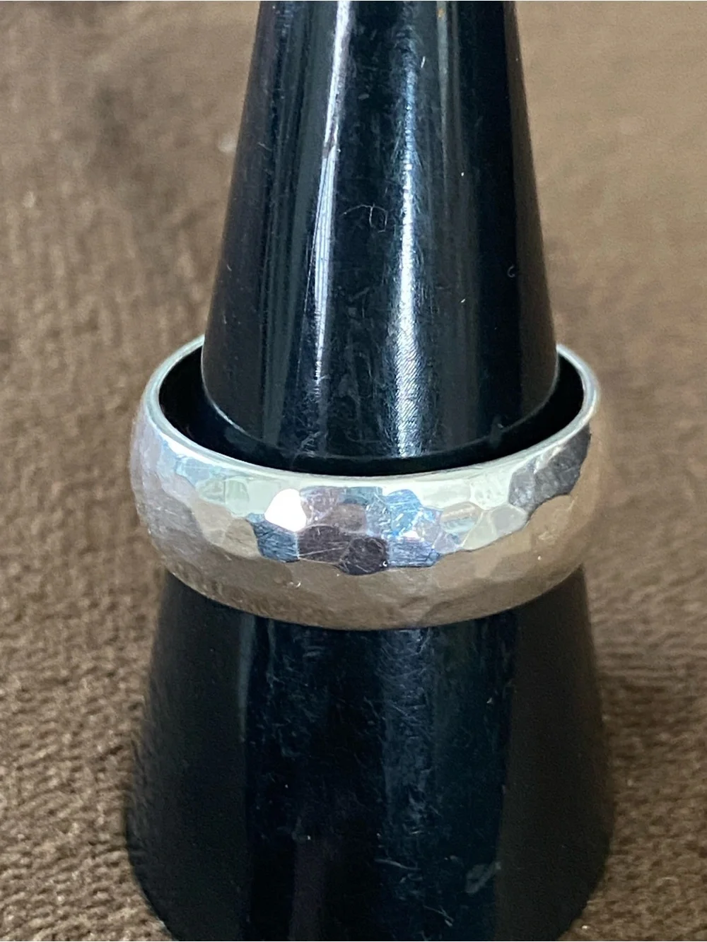 Hammered Sterling Silver 925 Men's Band Ring